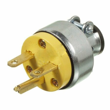 AMERICAN IMAGINATIONS 15 AMP Round Yellow 3-Wire Plug Plastic-Stainless Steel AI-36905